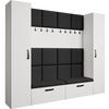 GARDEROBE Margaret XL 242/203/43 mit gepolsterten Paneelen und Schuhschrank - Schwarz/Weiß, Holzwerkstoff/Kunststoff (242/203/43cm) - Beautysofa