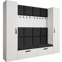 GARDEROBE Margaret XL 242/203/43 mit gepolsterten Paneelen und Schuhschrank - Schwarz/Weiß, Holzwerkstoff/Kunststoff (242/203/43cm) - Beautysofa