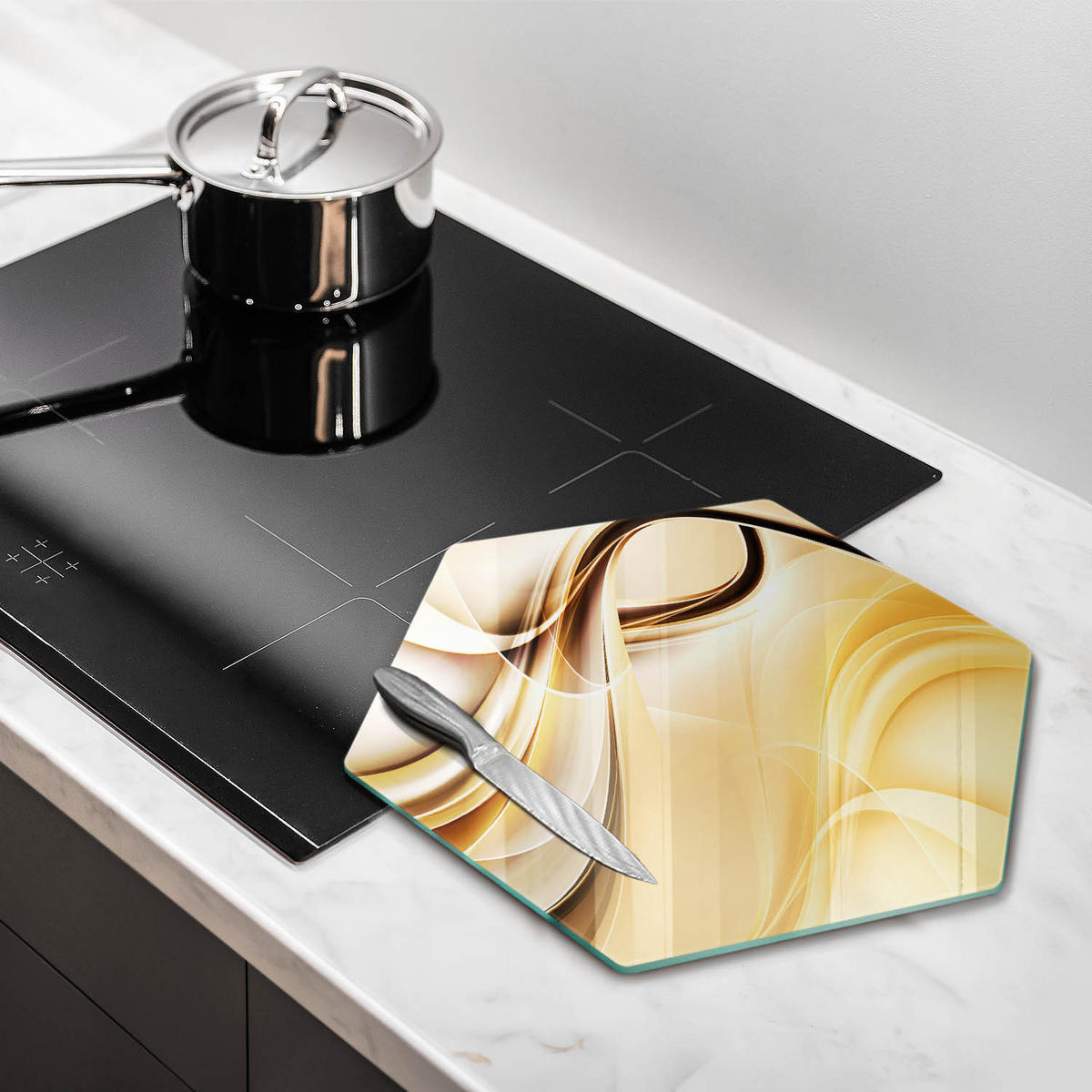 GLASPLATTE 40 cm Rauch Abstraktion - Dunkelgelb, Glas (40/40cm) - Wallfluent