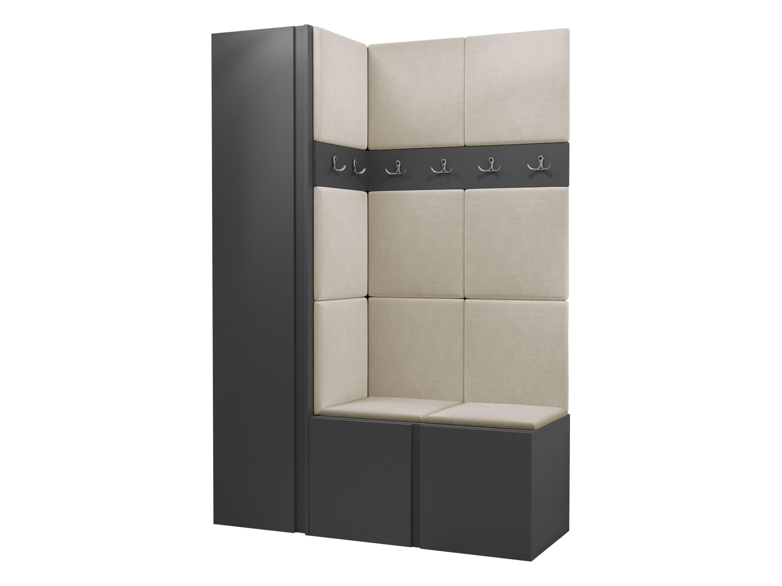 GARDEROBEN-SET Orion IX - Beige/Graphitfarben, Holzwerkstoff/Kunststoff (124/186/46cm) - MIRJAN24