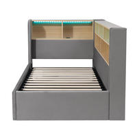 POLSTERBETT 90×200cm mit LED in Grau - Grau, Textil (90/200cm) - KOMHTOM