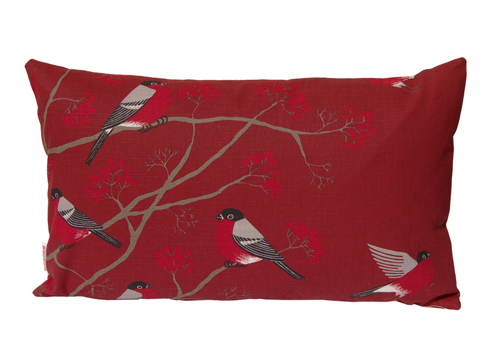 KISSENHÜLLE Beeren Vögel Baumwolle marsala 50/30 cm - Rot, Textil (30/50cm) - beties Heimtextil