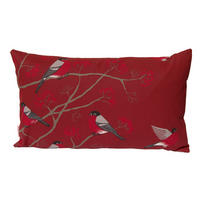 KISSENHÜLLE Beeren Vögel Baumwolle marsala 50/30 cm - Rot, Textil (30/50cm) - beties Heimtextil