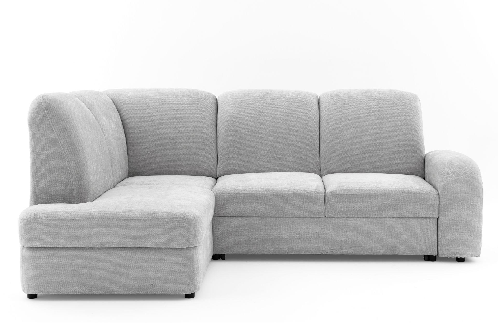 ECKSOFA VIBE L Links mit Schlaffunktion 129x205 Chenille Hellgrau - Hellgrau/Schwarz, Holz/Kunststoff (186/250cm) - Muffo