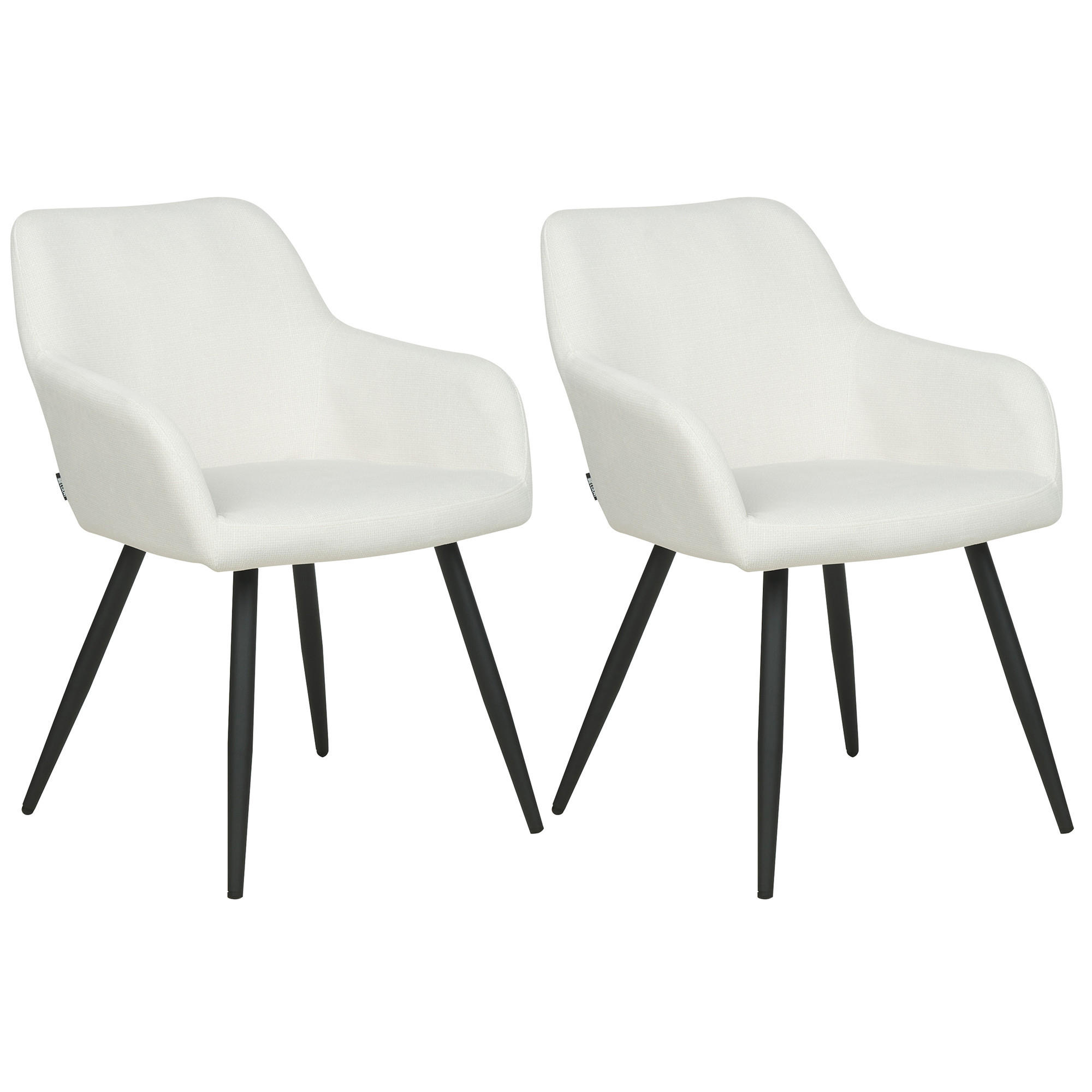 ESSZIMMERSTUHL 2er-Set Samt cremeweiß Casmalia - Weiß, Textil (59/78/62cm) - Beliani