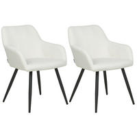 ESSZIMMERSTUHL 2er-Set Samt cremeweiß Casmalia - Weiß, Textil (59/78/62cm) - Beliani