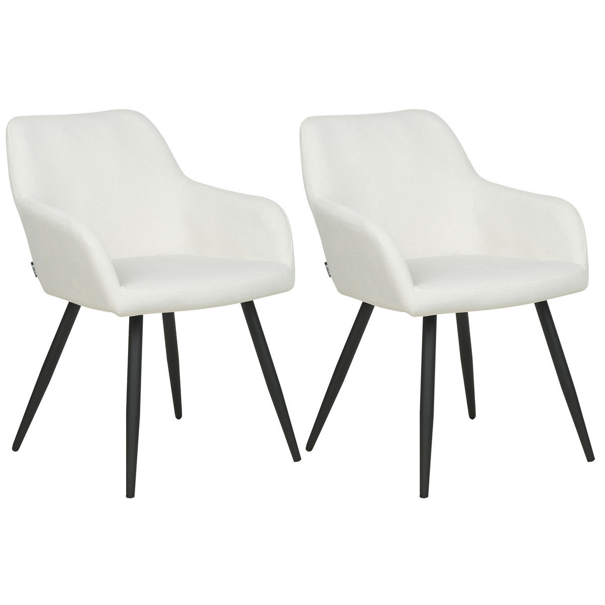 ESSZIMMERSTUHL 2er-Set Samt cremeweiß Casmalia - Weiß, Textil (59/78/62cm) - Beliani