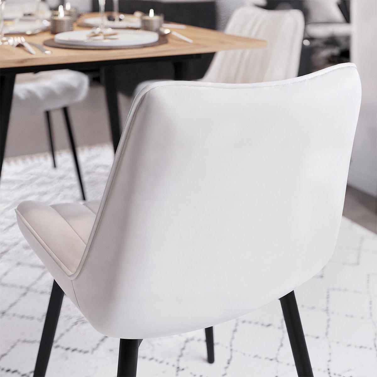 ESSZIMMERSTUHL Ravlo, Beige/Schwarz, 51 x 57 cm 4er Set - Beige/Schwarz, Textil (51/82/57cm) - Vicco