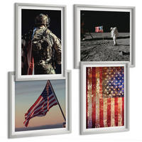 BILDER SET 4er Set - 50x50 cm & 40x60 cm Silberner Rahmen - Amerikanische Symbole, USA-Flagge - Silberfarben, Kunststoff (50/50cm) - TULUP