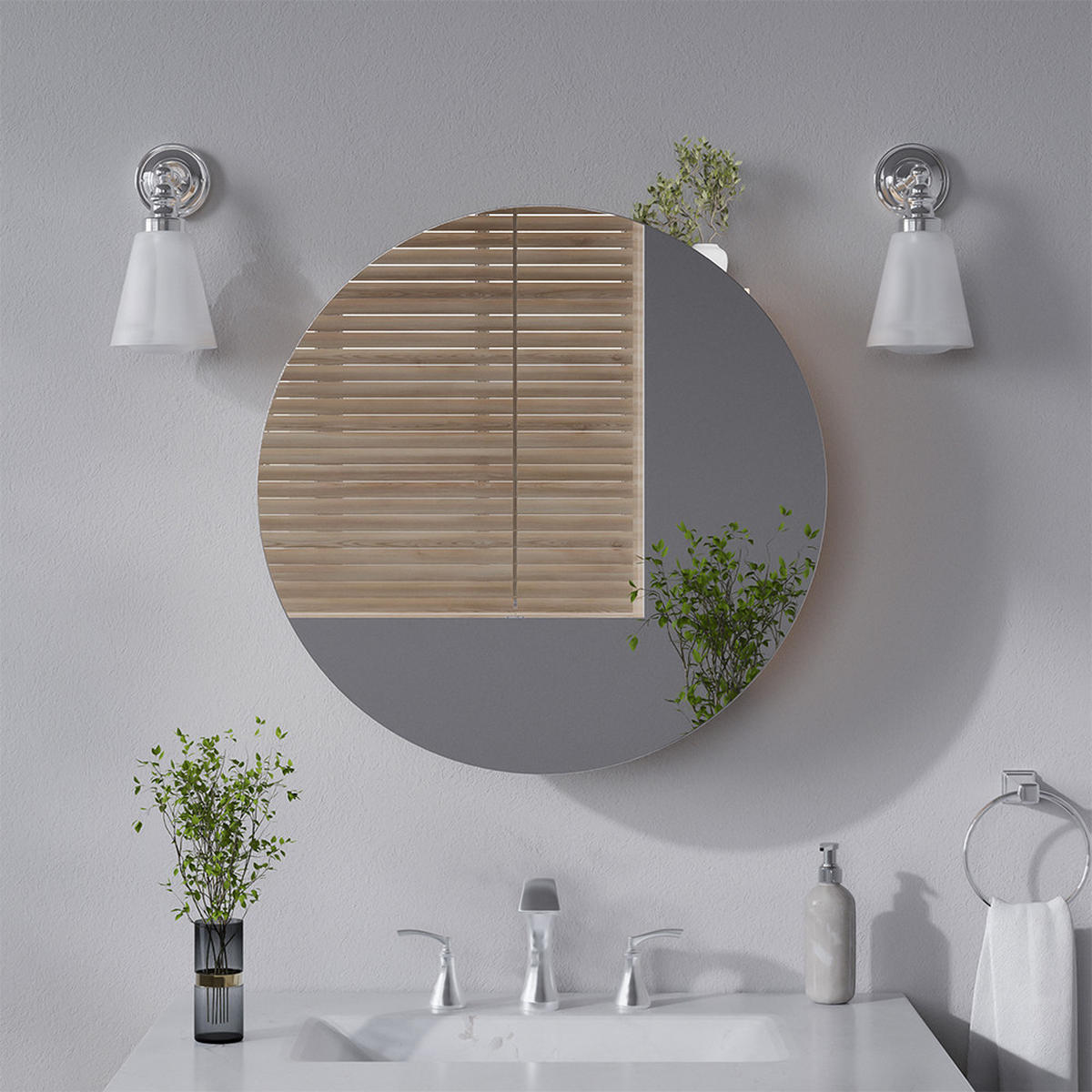 BADSPIEGELSCHRANK Loki Weiß 60 x 60 cm mit 2 Fächern - Weiß, Holzwerkstoff (60/60/17.4cm) - Vicco