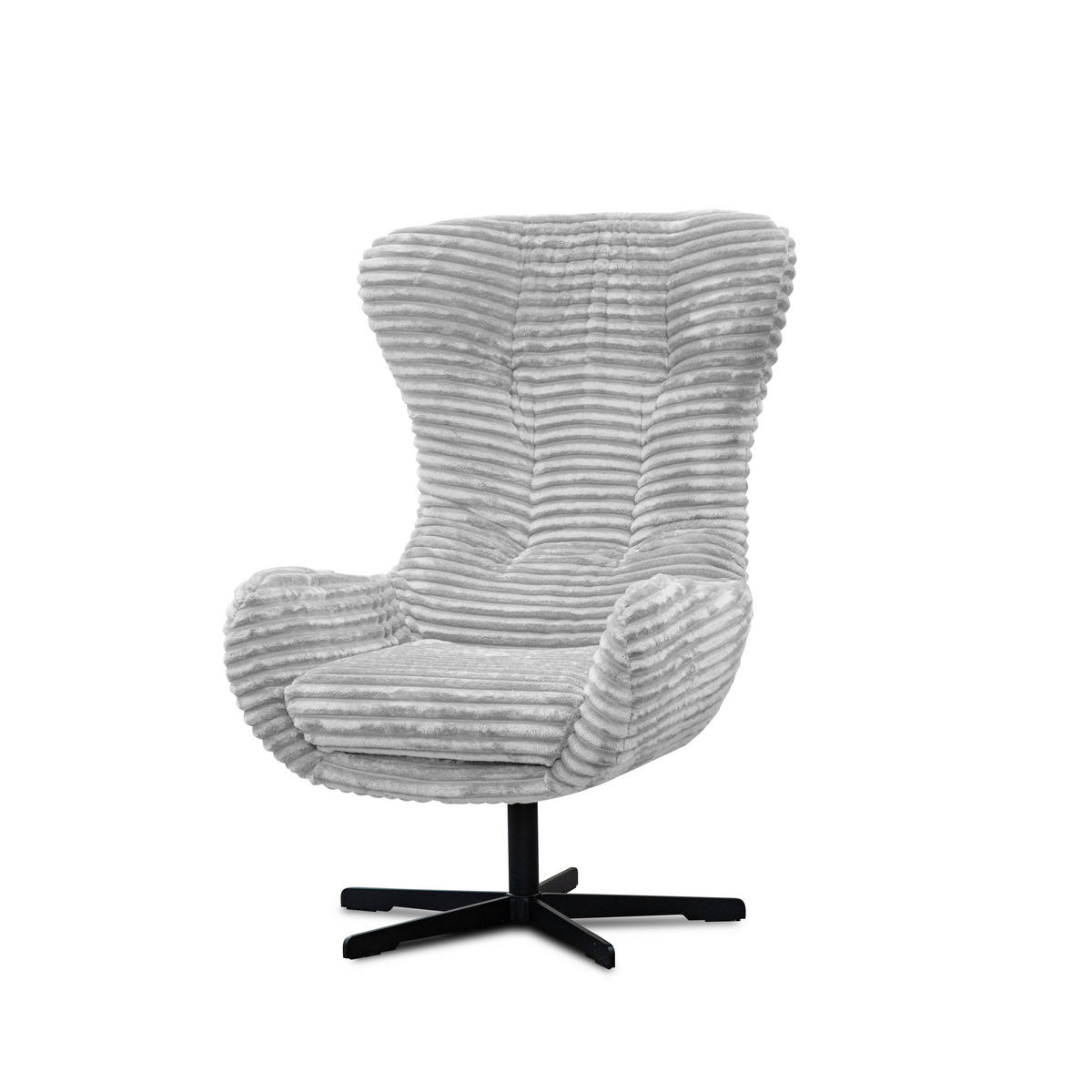 SESSEL MONACO 1-Sitzer, Cordstoff hellgrau - Hellgrau/Schwarz, Holz/Textil (74/116/84cm) - Courtois Laville