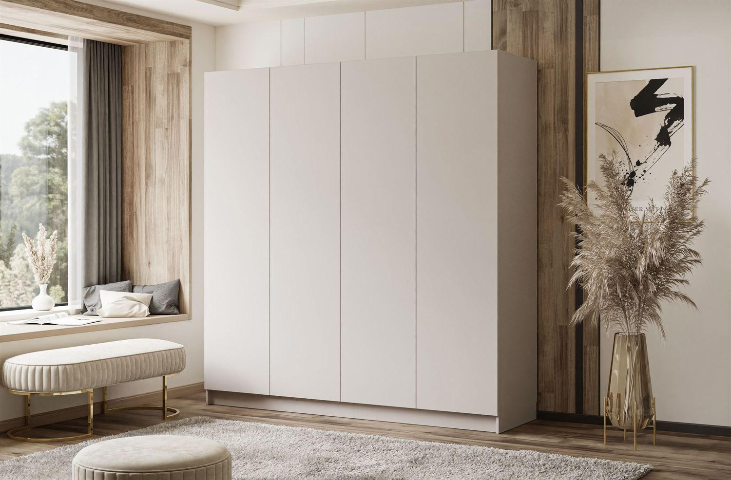 KLEIDERSCHRANK AUREL 4D in KASCHMIR - Kaschmir/Beige, Holzwerkstoff (200/200/57cm) - Lookway