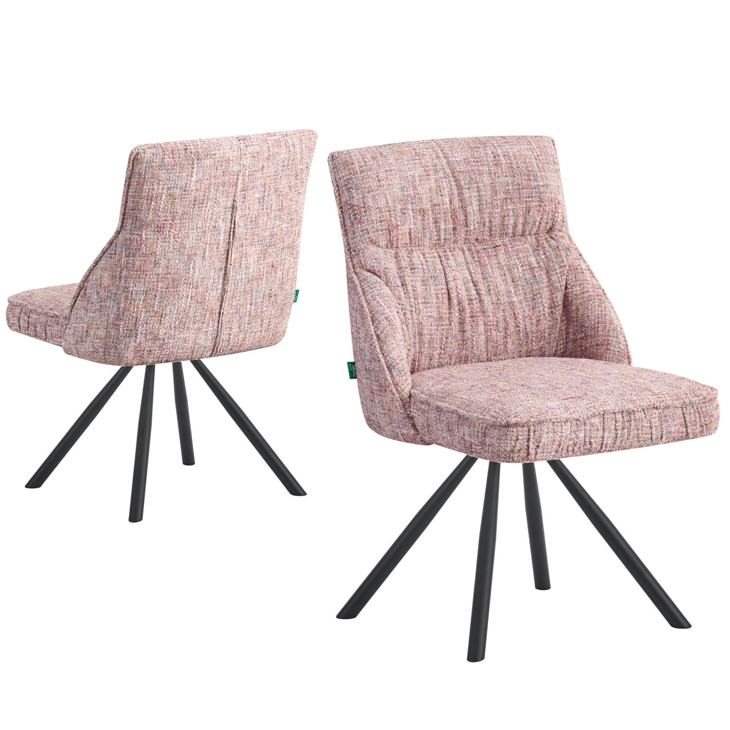 ESSZIMMERSTUHL SERINA 2er-Set - Hellrosa/Schwarz, Textil/Metall (49/83/62cm) - DUBI Möbel