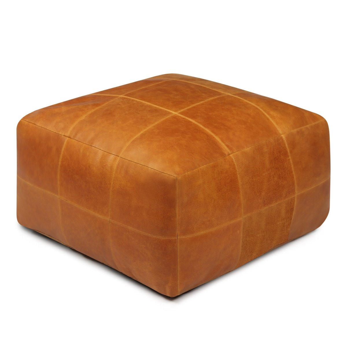 POUF 60/60/45 cm Echtleder Cognacbraun - Braun, Leder (60/45/60cm) - Furnhouse