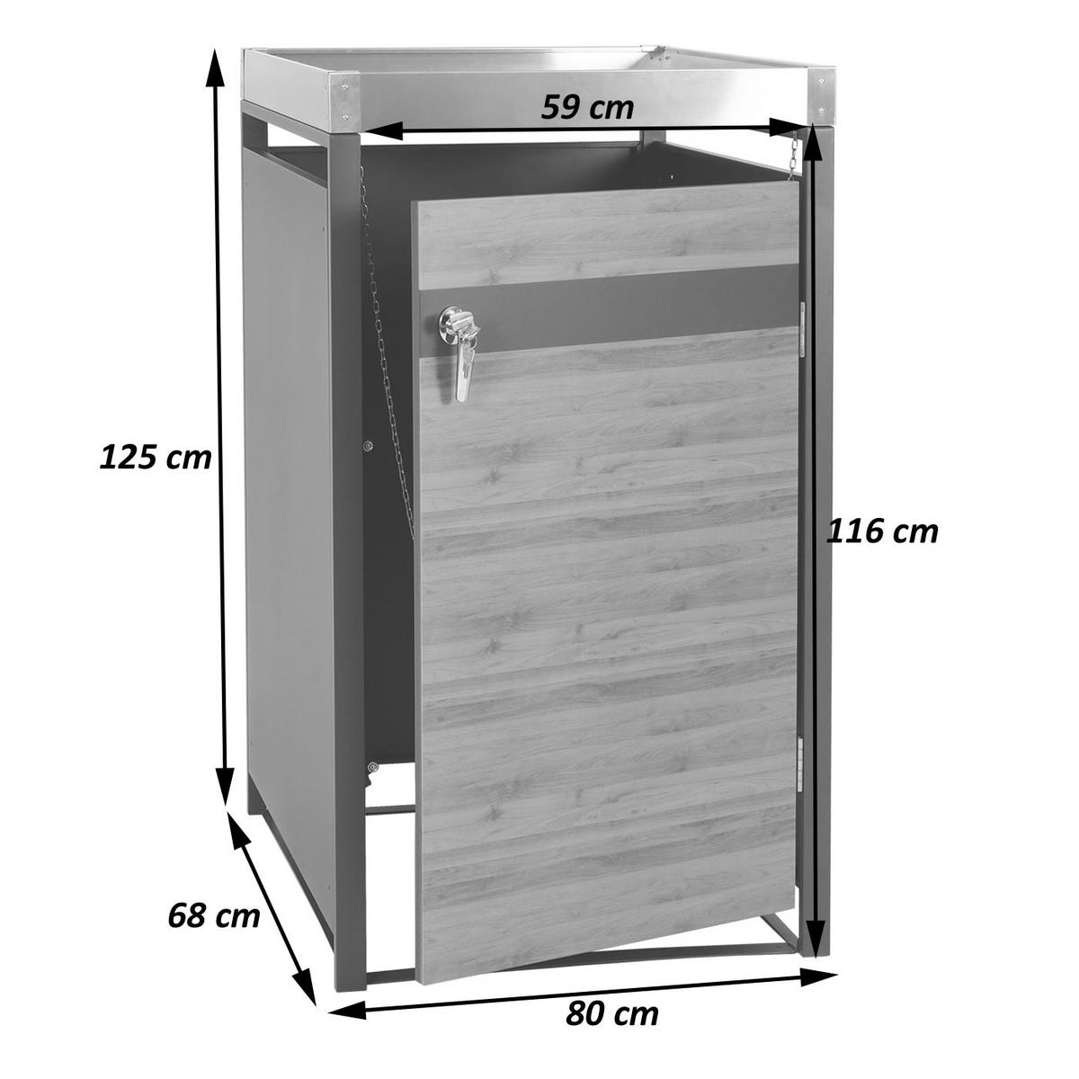 MÜLLTONNENVERKLEIDUNG 1ER rechteckig Kirschbaum Dekor - Kirschbaumfarben, Metall (68/125/80cm) - MCW