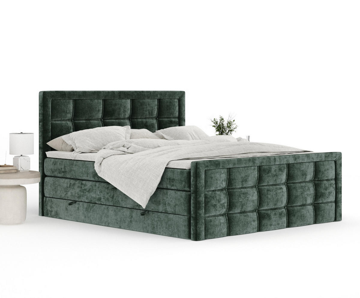 BOXSPRINGBETT Ambrosia Grün 180/200 cm - Schwarz/Grün, Holz/Holzwerkstoff (180/200cm) - Maison de Reve