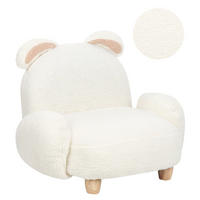 BARNFÅTÖLJ teddylook gräddvit djurform hare Kanna - Vit, Textil/Plast (65/45/51cm) - Beliani