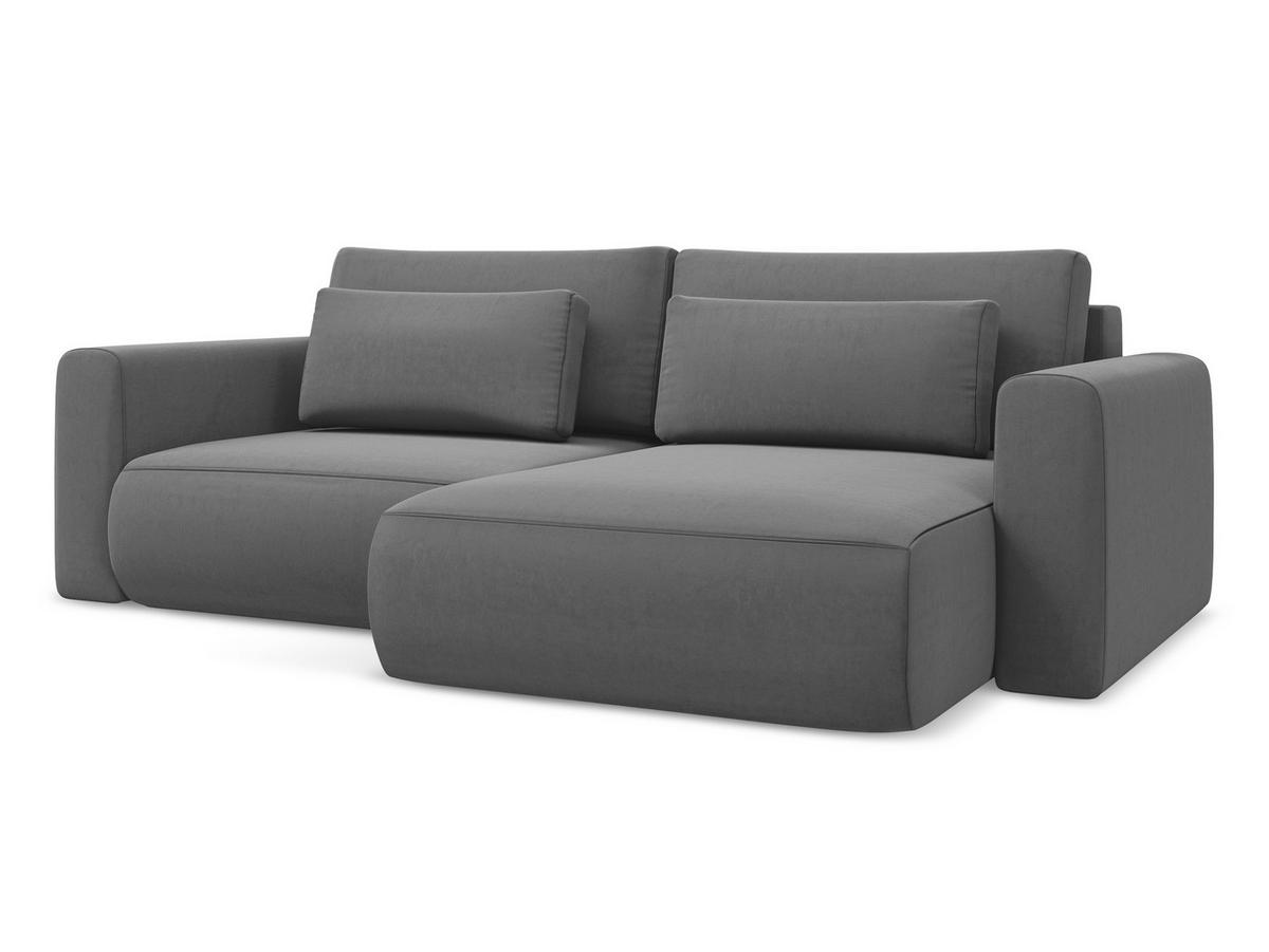 ECKSOFA mit Schlaffunktion Samt Stoff Grau - Schwarz/Grau, Kunststoff/Textil (240/149cm) - Makamii