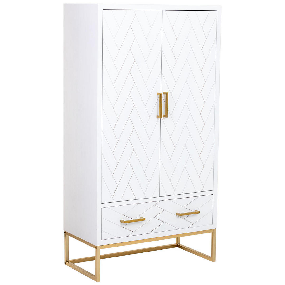 KLEIDERSCHRANK mit 2 türiger aus holz und metall 80x40x150 cm - Weiß, Holz (80/150/40cm) - Wanderlust