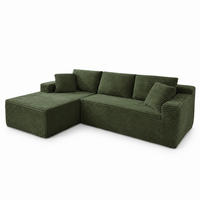 ECKSOFA Cord Grün mit Kissen - Grün, Textil (252.5/163cm) - WISHDOR
