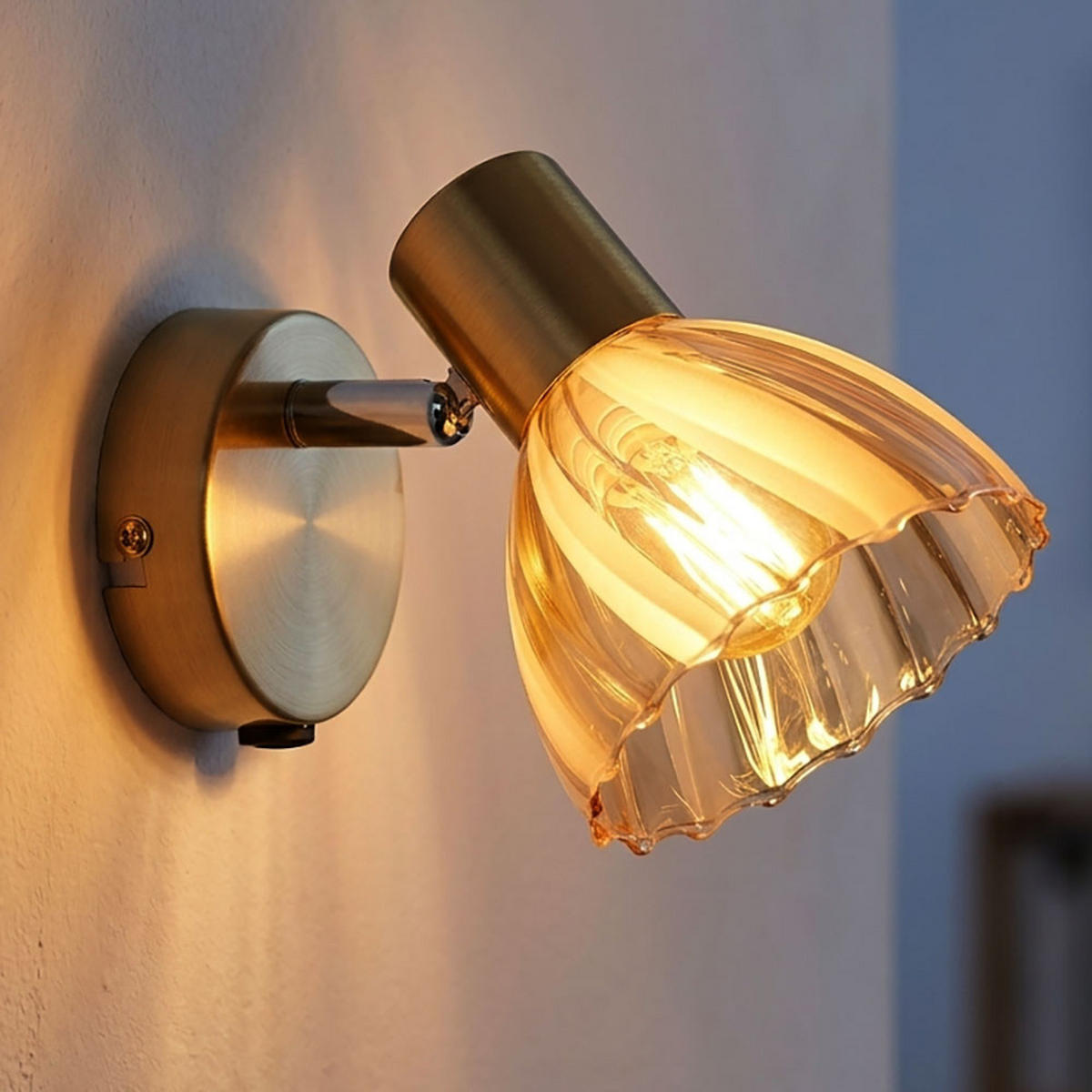 WANDLEUCHTE Metall Glas Messing - Messingfarben, Glas (10/12.5/16cm) - Globo Lighting
