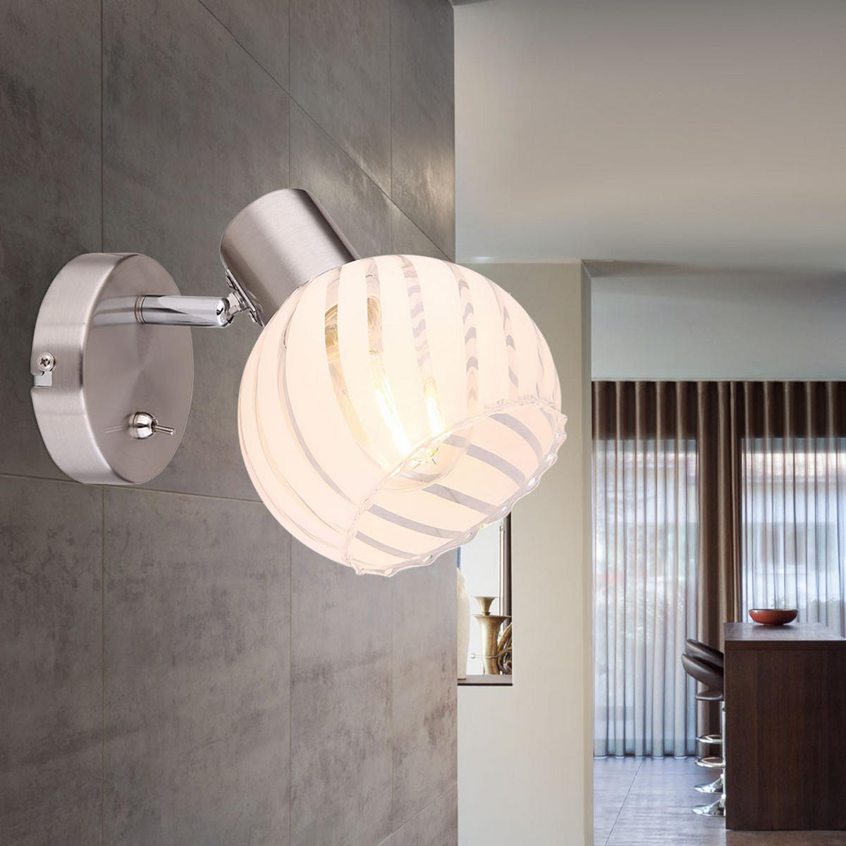 WANDELEUCHTE Chrom Weiß Glas - Weiß, Glas (13/15/15.6cm) - Globo Lighting