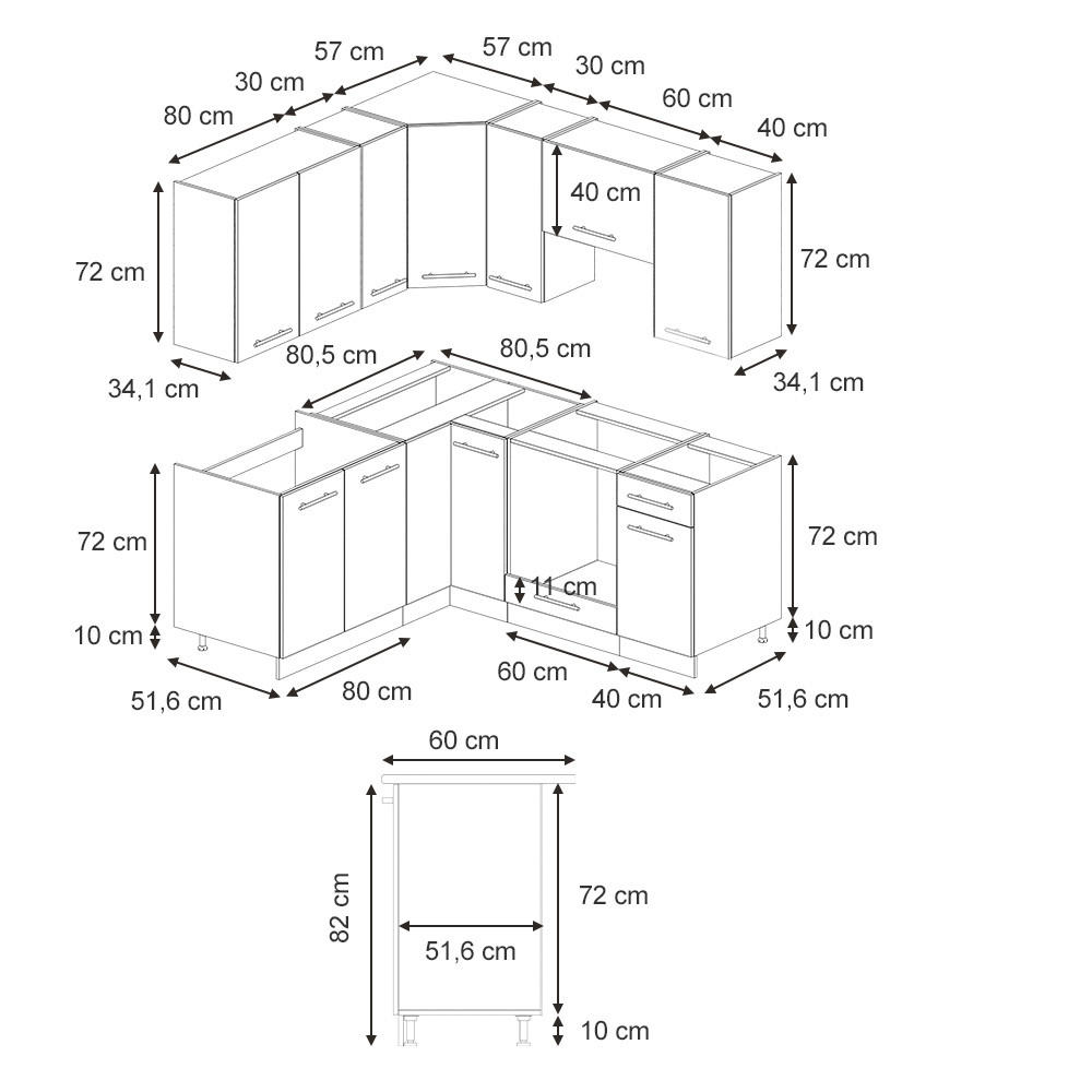 Thumbnail - Vicco Eckküche, Hellblau, Weiß, Holzwerkstoff, L-Form,L-Form, 190x81.6x60 cm, Küchen, Eckküchen, Eckküchen ohne Geräte