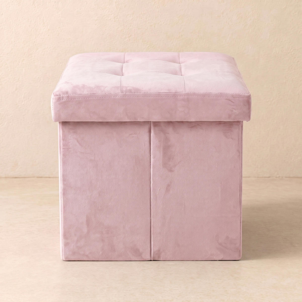 HOCKER mit Stauraum 38/38/38 cm - Rosa, Textil (38/38/38cm) - SCENA LIVING