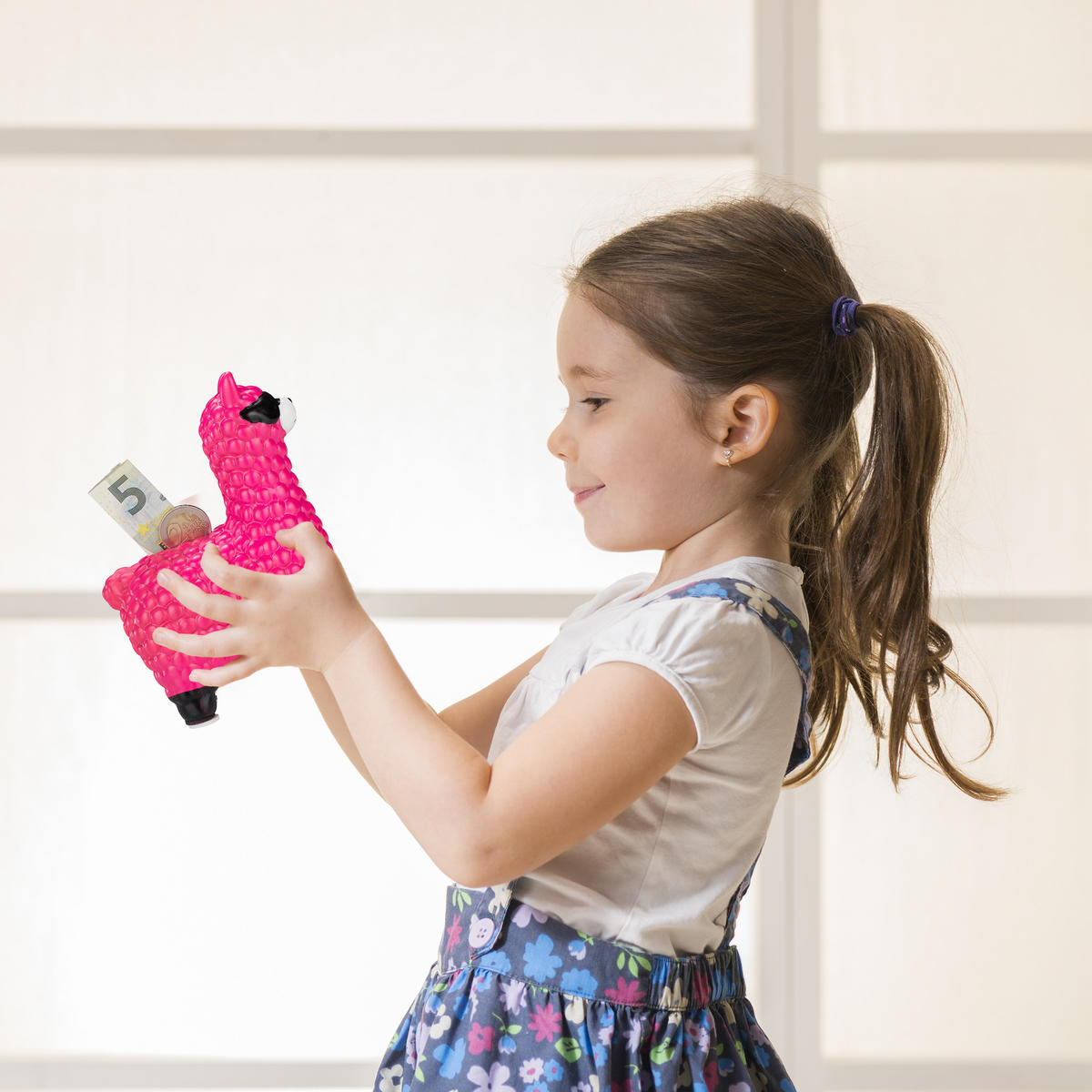 LAMA Spardose - Pink, Keramik (11/15.5/6cm) - Relaxdays