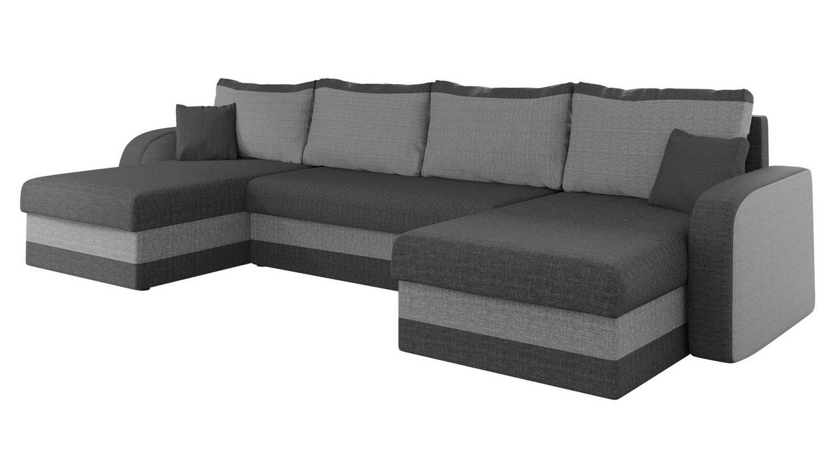 ECKSOFA Kris U Lux - Schwarz/Grau, Holz/Kunststoff (304/80/140cm) - MIRJAN24