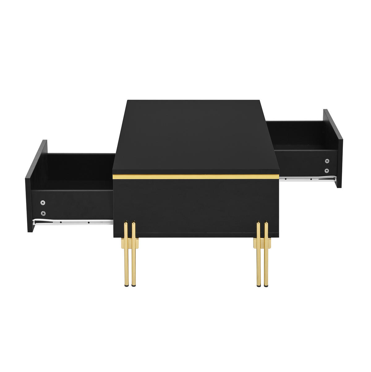 TV-MÖBEL- und Couchtisch-Set 170/38/50 + 100/50/36 cm aus Holzwerkstoff mit Stauraum und Schubladen, hochglänzend, Schwarz - Schwarz, Holzwerkstoff (170/50/38cm) - Redom