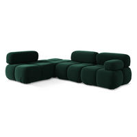 ECKSOFA Links Samt Stoff Grün - Blau/Dunkelgrün, Kunststoff/Textil (190/285cm) - Makamii