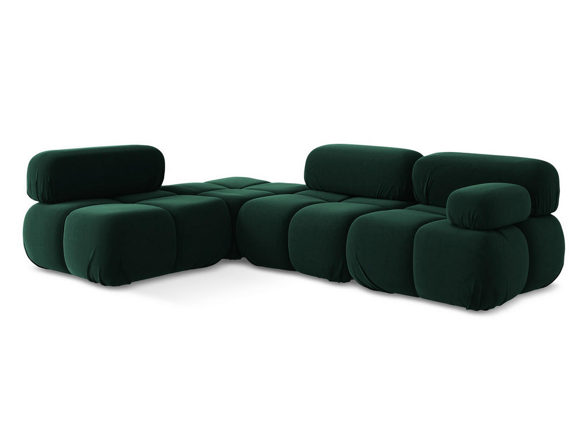 ECKSOFA Links Samt Stoff Grün - Blau/Dunkelgrün, Kunststoff/Textil (190/285cm) - Makamii