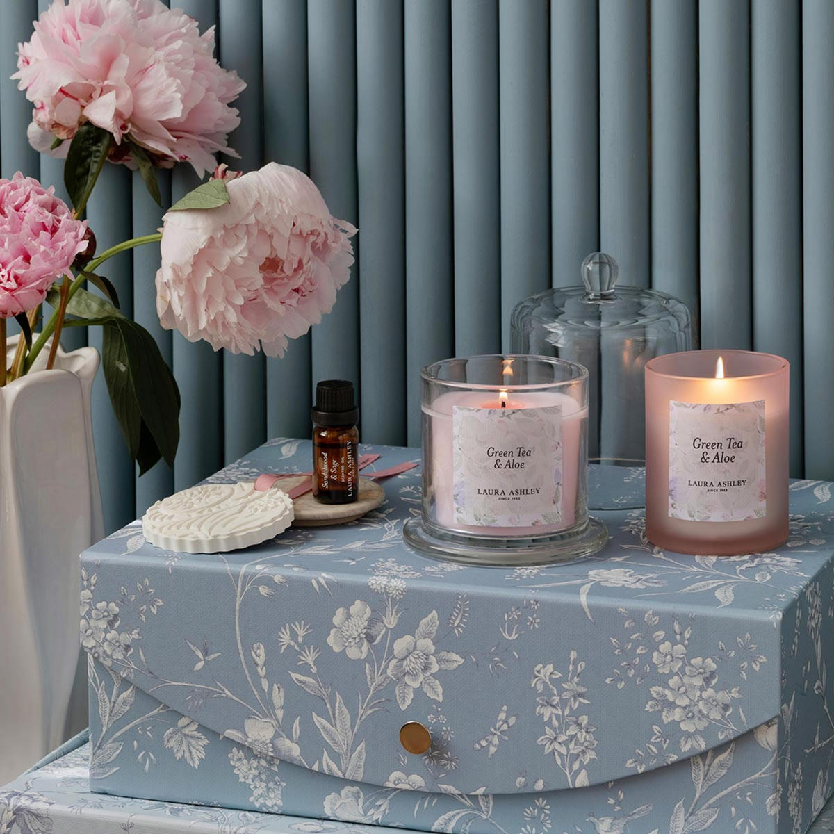 DUFTKERZEN Laura Ashley - Pink, Glas/Naturmaterialen (10cm)