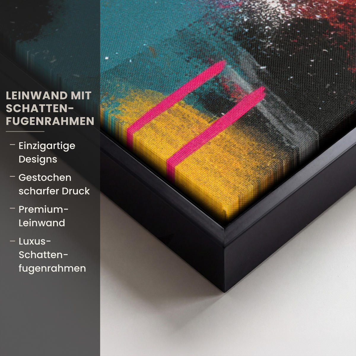 LEINWAND Bilder mit Rahmen - Farbflächen - Formen - Bunt - Abstrakt - 80x60 - Pink, Textil (80/60cm) - MuchoWow