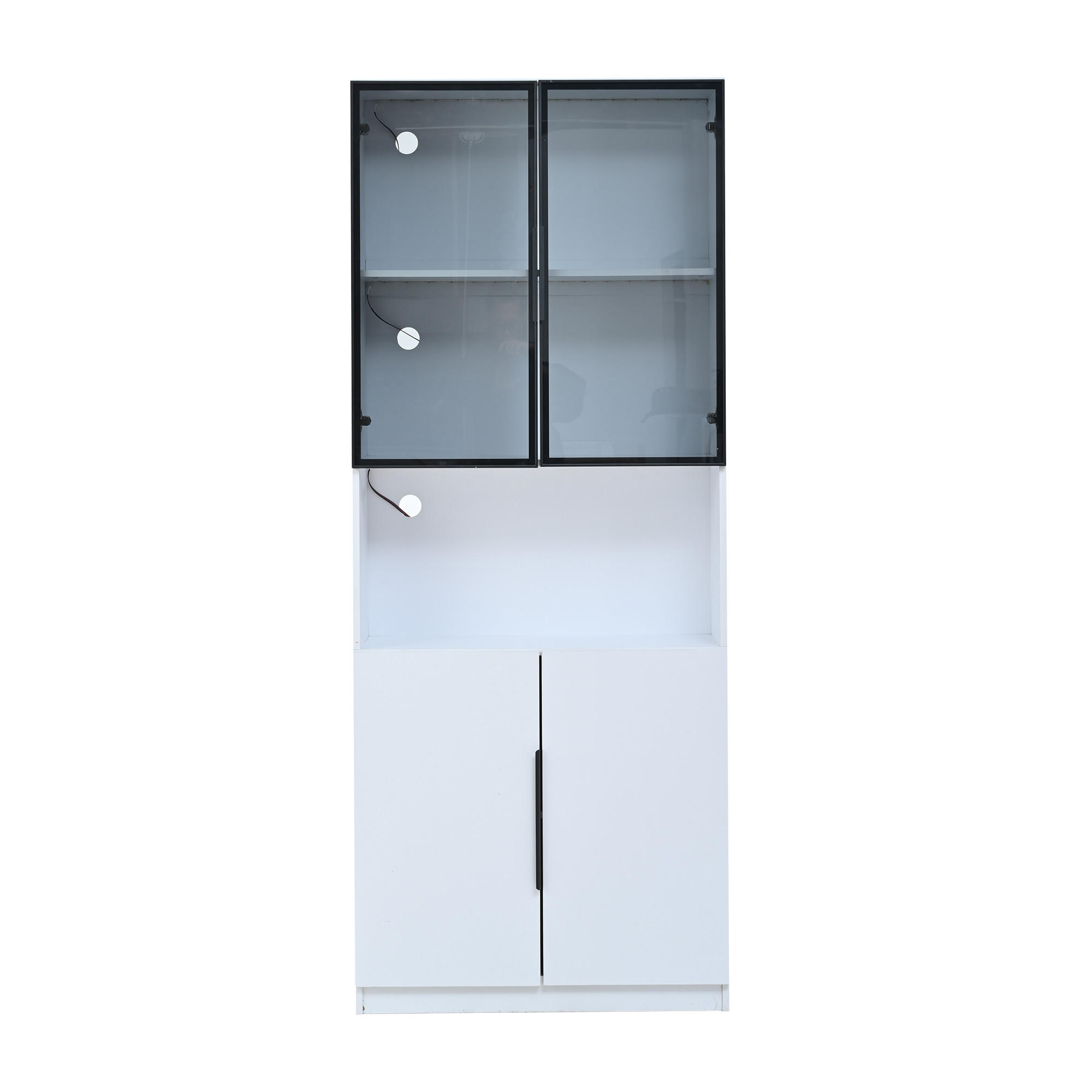 VITRINE Weiß 80/30/200 cm - Weiß, Holzwerkstoff (80/200/30cm) - PANGIVO