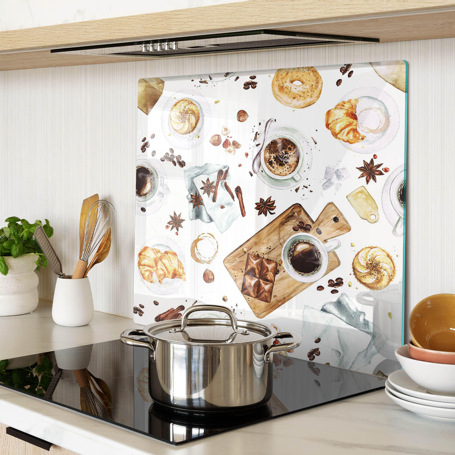 GLASPLATTE 60x52 cm Morgenkaffee - Beige, Glas (60/0.4/52cm) - TULUP