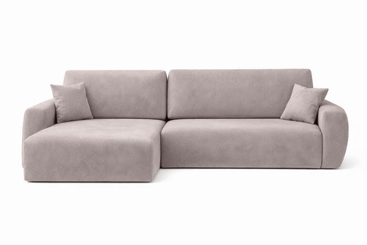 ECKSOFA Mit Schlaffunktion Ariel L, Velours, Stoff Salvador, Grau, Links - Grau, Holz (250/142cm) - Kaiser Möbel