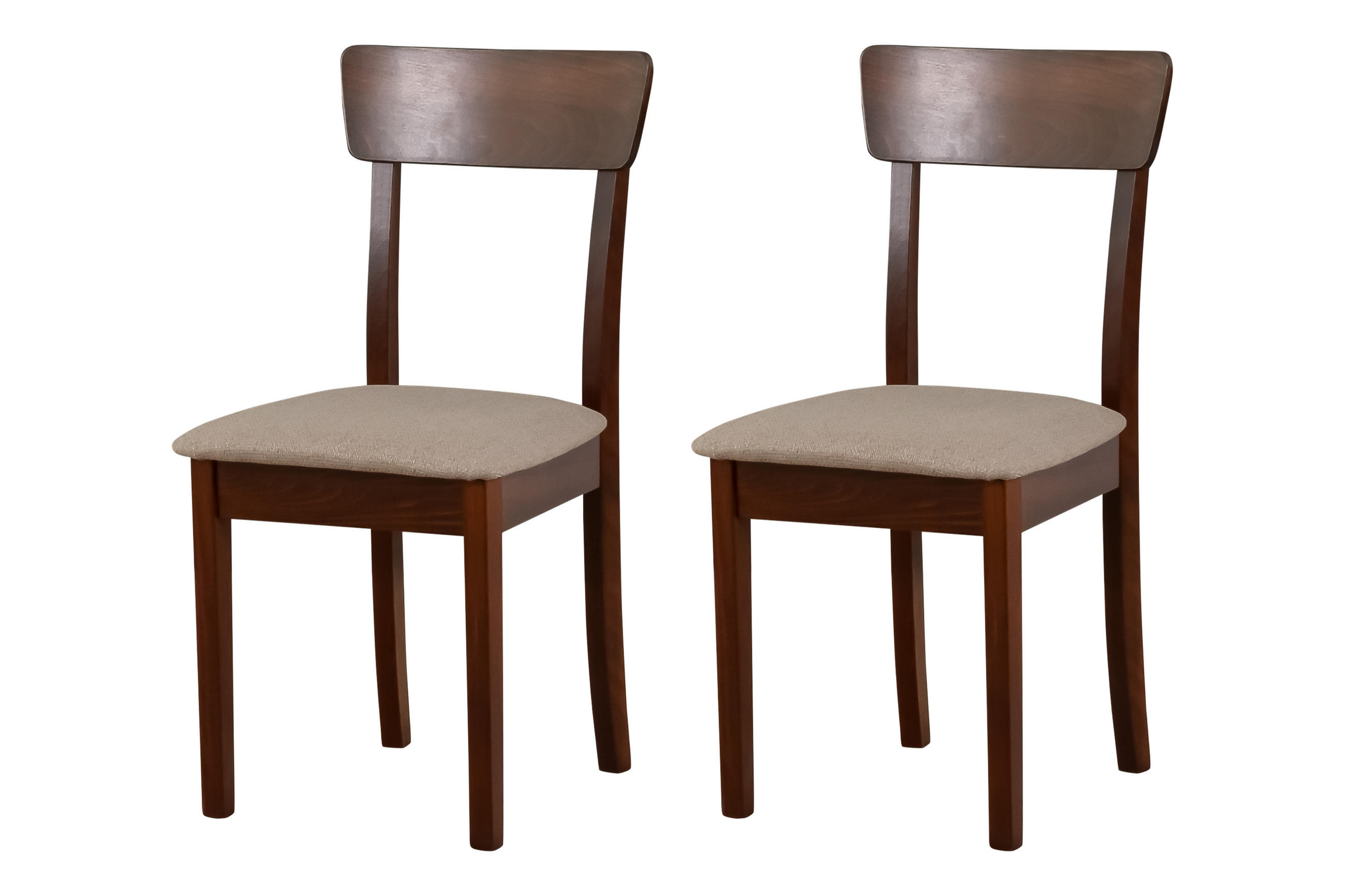 STUHL Hugo 1 (2er Set) - Graubraun/Nussbaumfarben, Holz (43/86/40cm) - Leaf Design