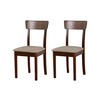 STUHL Hugo 1 (2er Set) - Graubraun/Nussbaumfarben, Holz (43/86/40cm) - Leaf Design