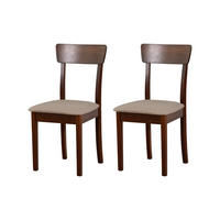 STUHL Hugo 1 (2er Set) - Graubraun/Nussbaumfarben, Holz (43/86/40cm) - Leaf Design