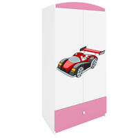 KINDERKLEIDERSCHRANK Rennwagen - Hellrosa, Holzwerkstoff (90/175/52cm) - RAUMHIRSCH FURNITURE