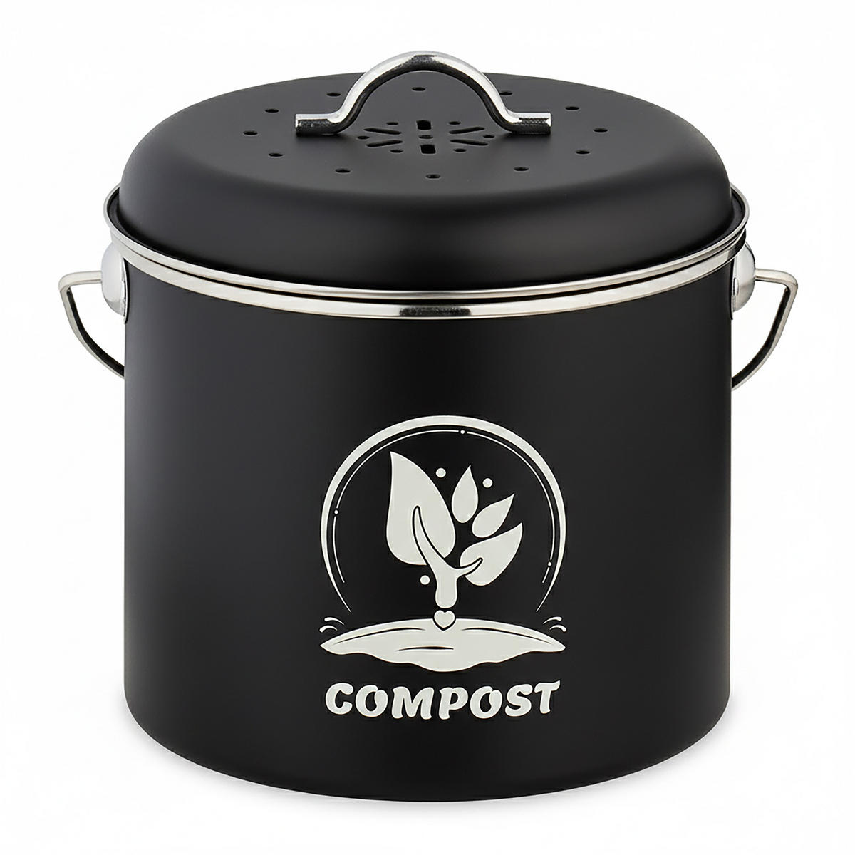 KUCHYNSKÝ kompostér - čierna, kov/textil (22/20/19cm) - Relaxdays