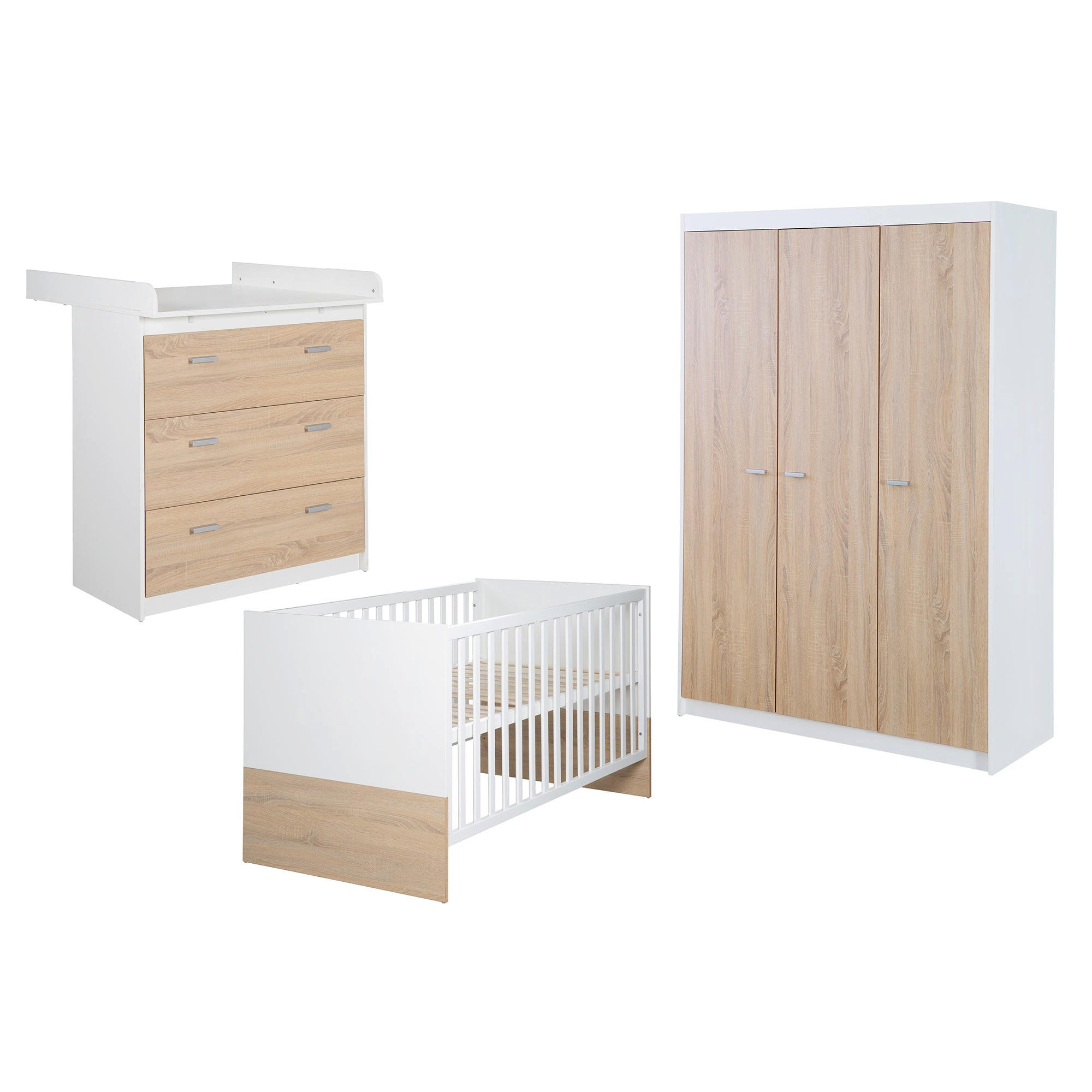 BABYZIMMER-SET Gabriella, mit schmaler Wickelkommode, 3-teilig - Multicolor, Holzwerkstoff (76/80/142cm) - Roba