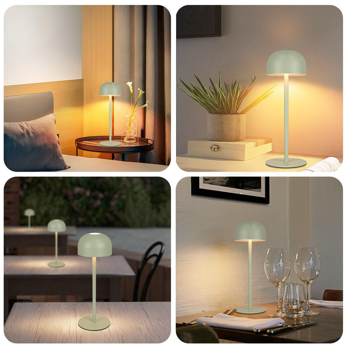 STOLNÍ LED lampa Abberger 9/9/25 cm (sada 2 ks) - zelená barva, kov (9/9/25cm) - Nettlife