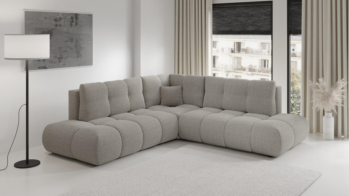 ECKSOFA DUCA II R-S Grau Jersey mit Schlaffunktion - Grau, Holz (266.5/266.5cm) - MASSENO