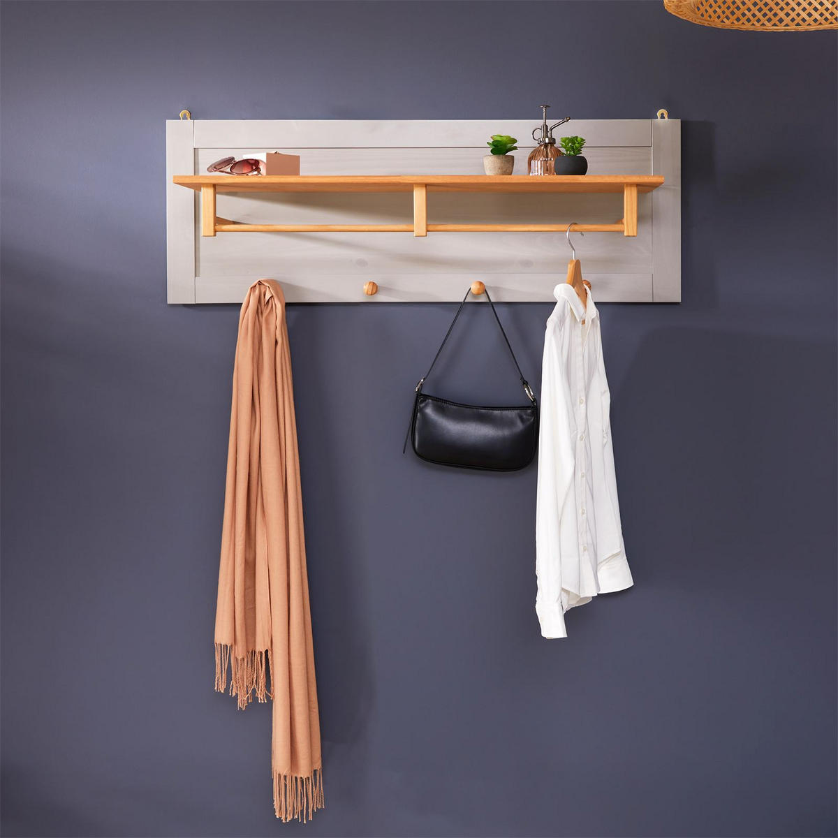 WANDGARDEROBE BOLTON - Braun/Grau, Holz (109/40/27cm) - IDIMEX