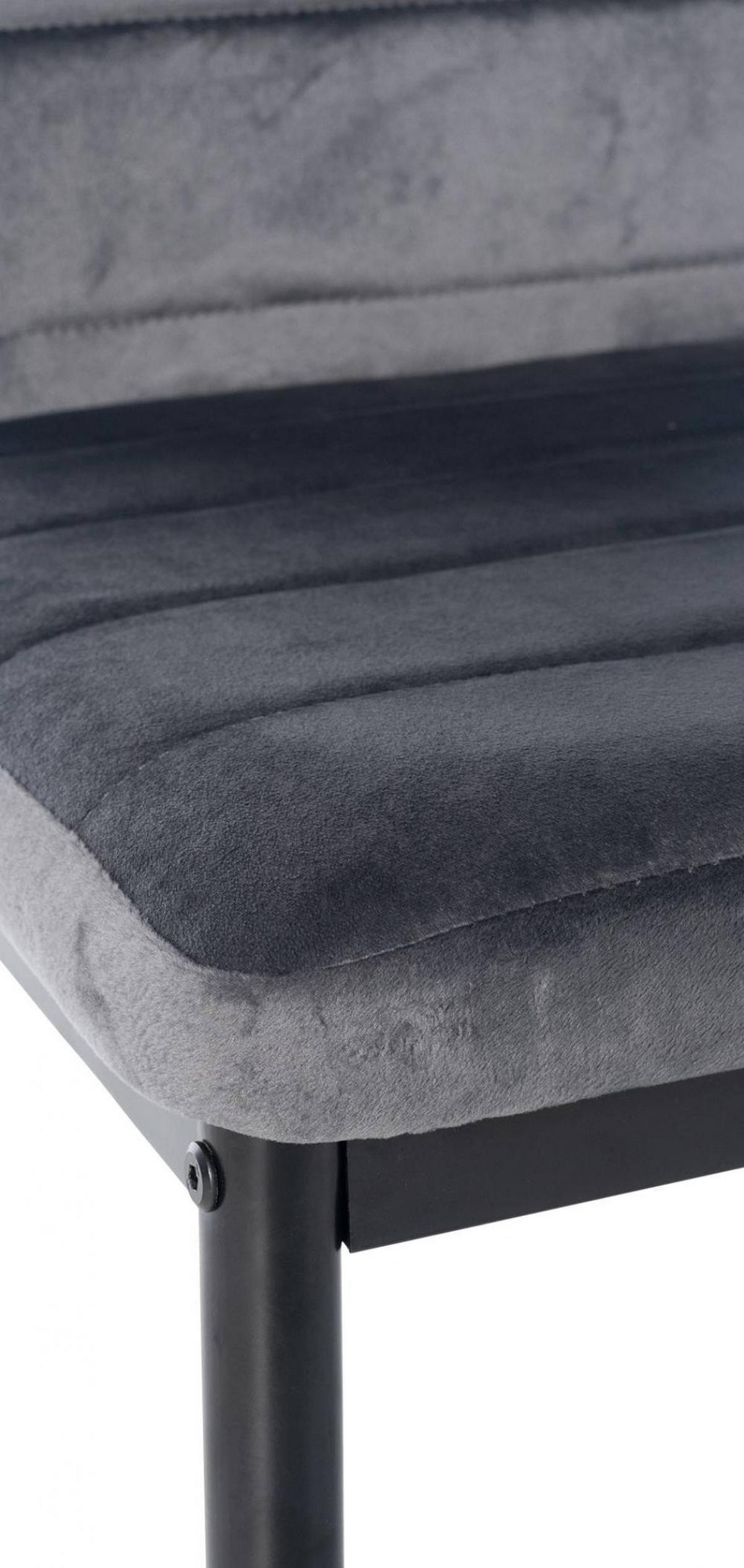 STUHL Samt grau - Grau, Textil/Metall (41.5/99/40cm) - CLP