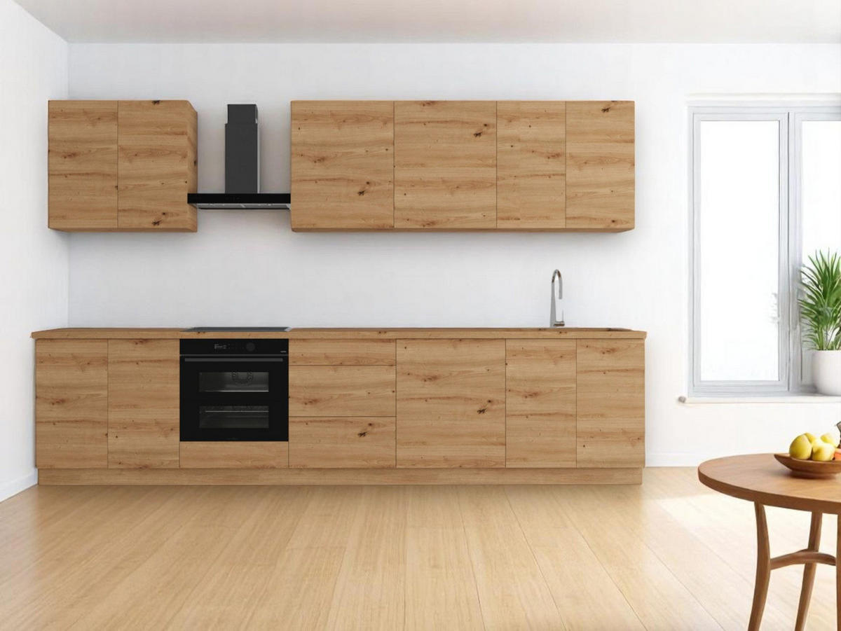 KÜCHENZEILE 340 cm – Nexa K89-G340 – in Woodline / Matt - Eiche Artisan, Holz (340/212/58cm) - ROYAL24_MARKT