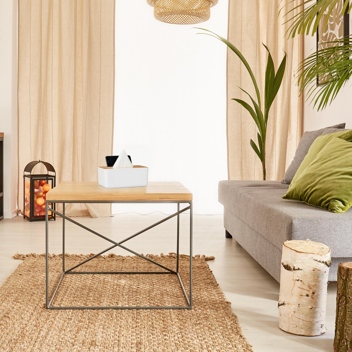 LÁTKOVÝ box - viacfarebná, drevo/plast (13/23/10cm) - Relaxdays